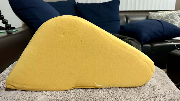 ZenBloks extensive testing prototype of foam products - leg wedge for back pain relief