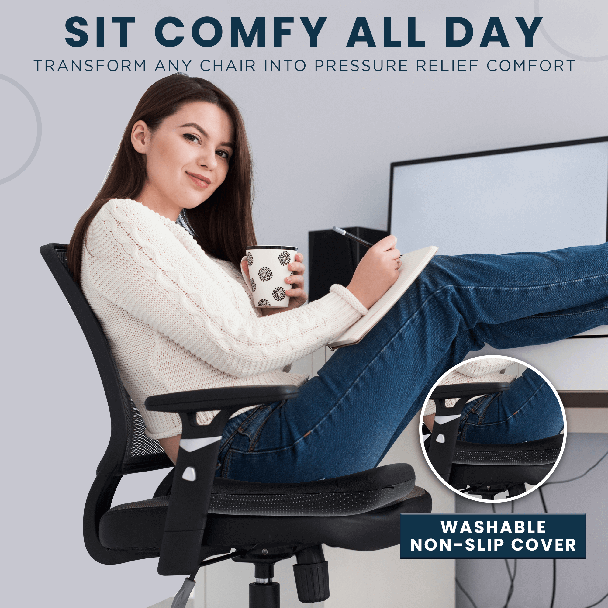ZenBloks XL Gel Seat Cushion – Pressure Relief for Office, Car, Truck or Wheelchair, long sitting, desk, office, gaming chair