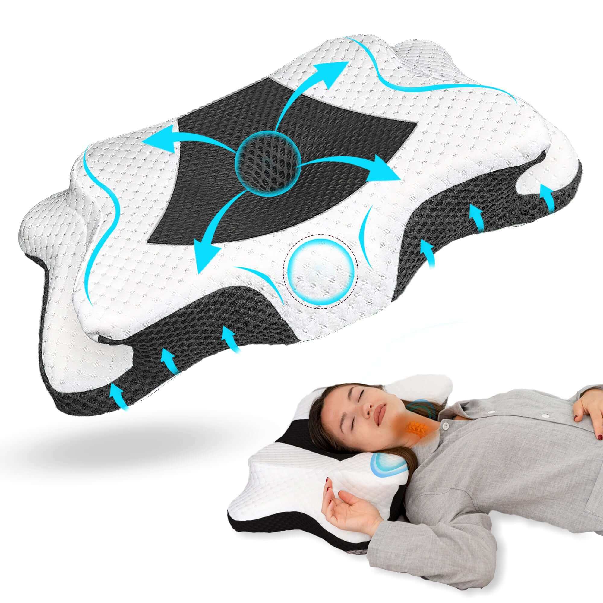 ZenBloks® Memory Foam Cervical Pillow – Queen Size (24.5" x 15" x 5.4"/4.1")