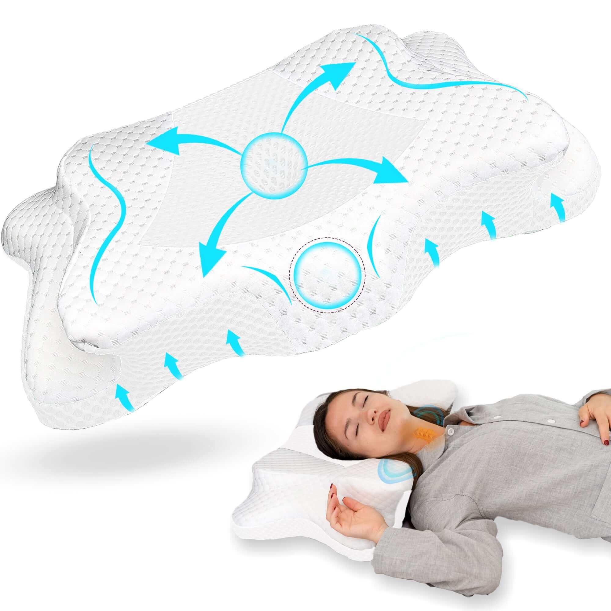 ZenBloks® Memory Foam Cervical Pillow – Queen Size (24.5" x 15" x 5.4"/4.1")