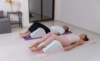 home relaxation setup featuring gel seat cushion and leg elevation wedge