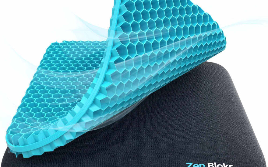 close-up of 2-inch thick gel car seat cushion showing textured support and airflow design