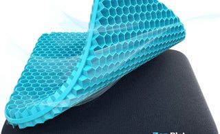 close-up of 2-inch thick gel car seat cushion showing textured support and airflow design