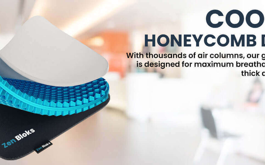 Zen Bloks XL gel cushion designed for posture support and extended travel  