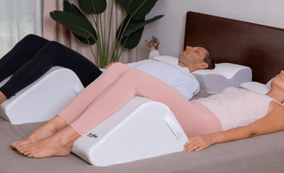 ergonomic leg pillow setup supporting knees after long hours of sitting at work