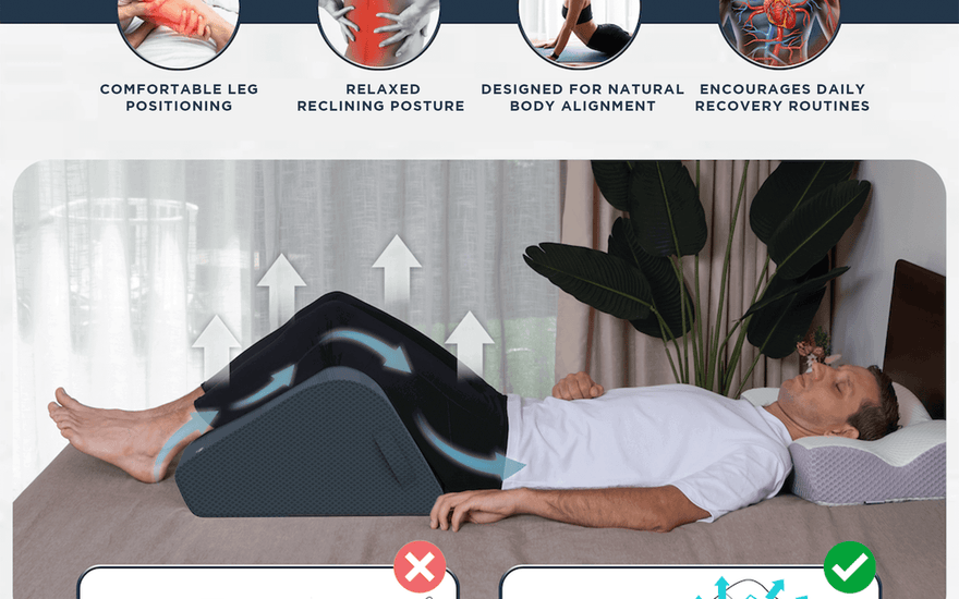 relaxing home workspace with supportive leg pillow and seat cushion