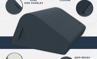 ZenBloks leg elevation wedge diagram highlighting balance and comfort zones