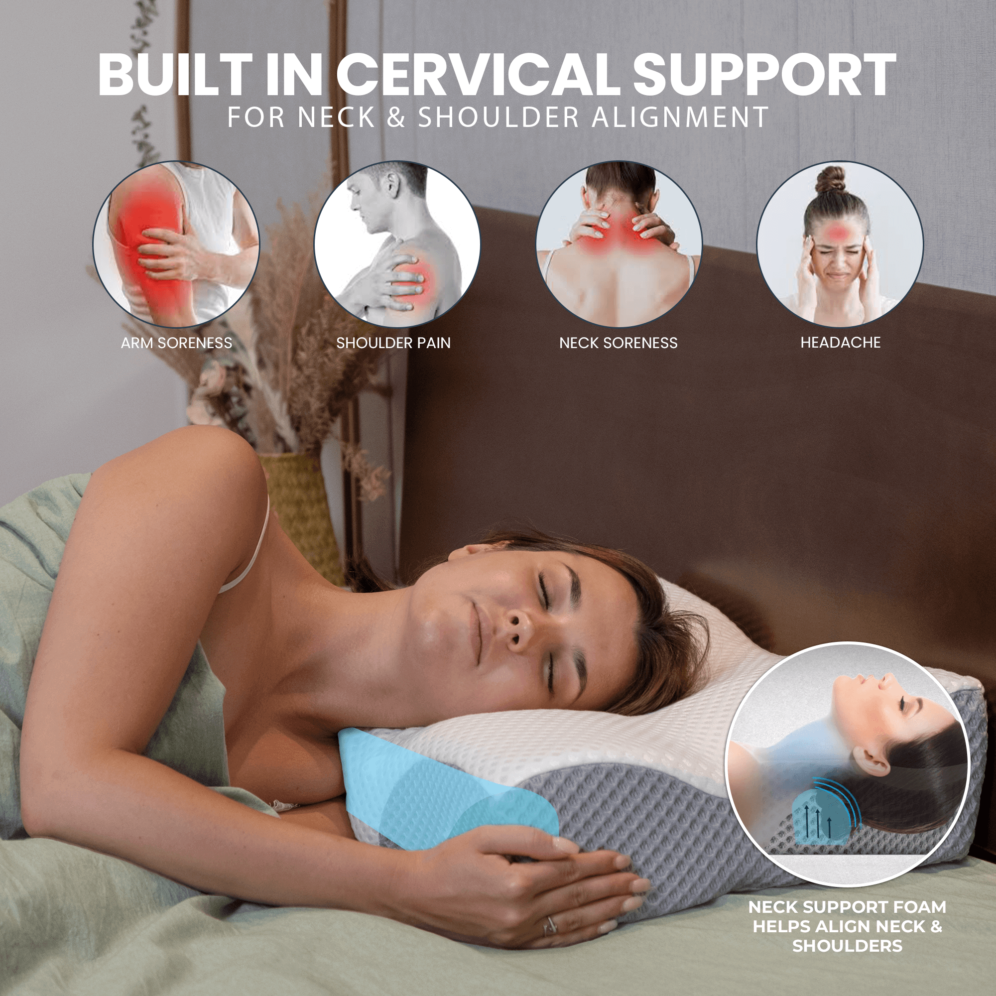 ZenBlok Cervical Pillow for Neck Pain Relief Comfort Memory Foam