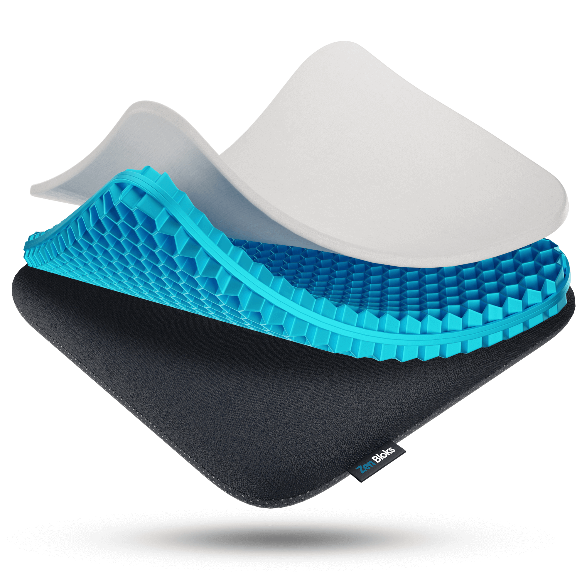 Zen Bloks XL Extra Thick Gel Seat Cushion for Extended Sitting, Office, Back, Tailbone, Sciatica, Coccyx, and Hip Pain Relief - Non-Slip for Wheelchairs, Car Seat for Driving (20"x20"x2")