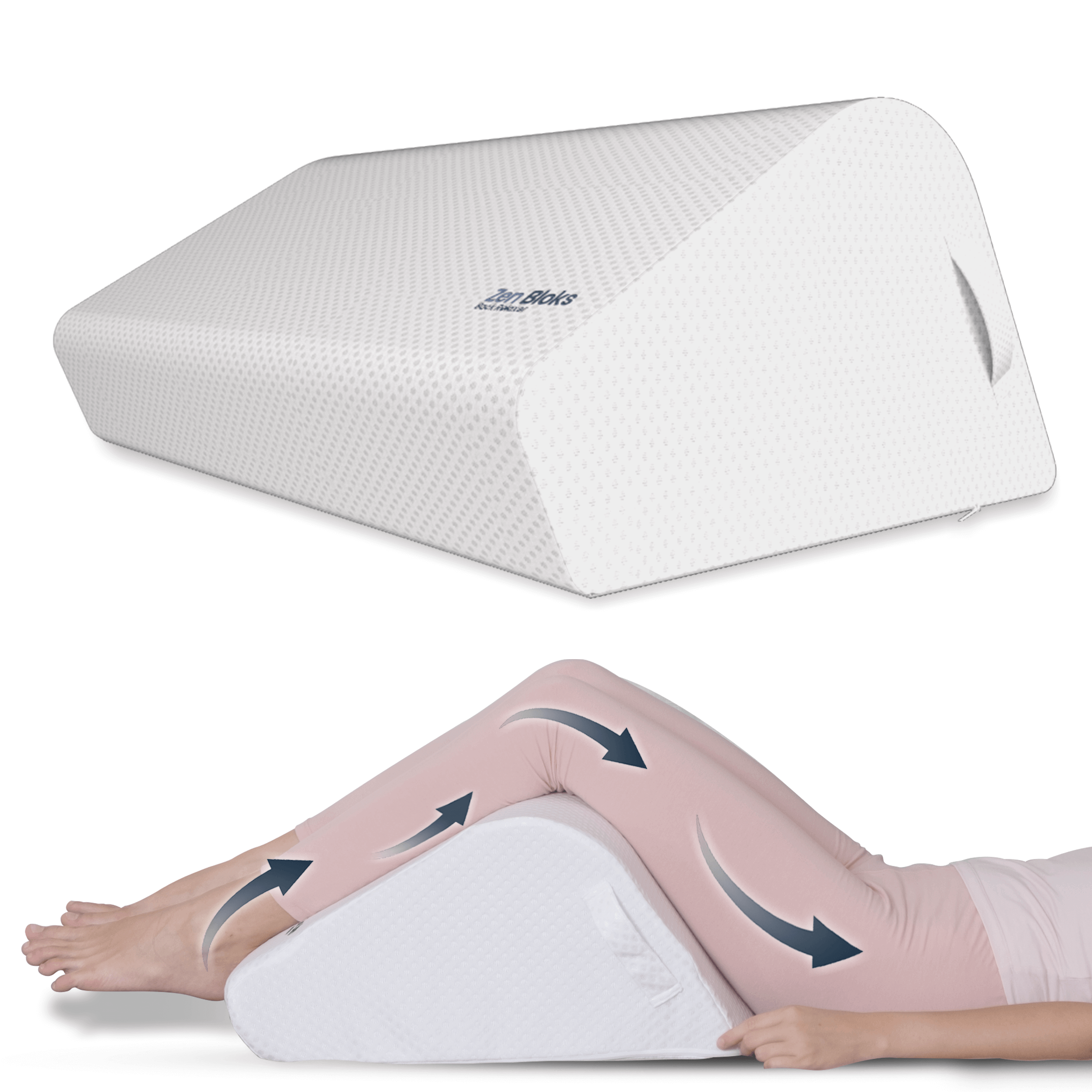 Zen Bloks Lightweight Leg Elevation Wedge- Lower Back Pain Relief - Knee Pillow for Leg and Back Relaxation  - Small/Medium 10" White - Person Height Range 5'0"-5'7"